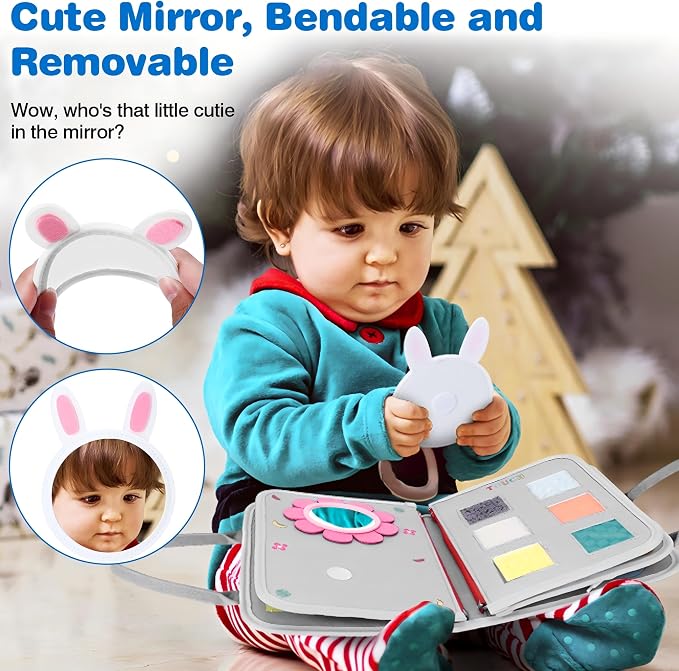 Busy Board Montessori Toys for Boy & Girl Birthday Gifts, Autism Sensory Travel Toy, Educational Activity Sensory Busy Book for Learning Fine Motor Skills, Gray