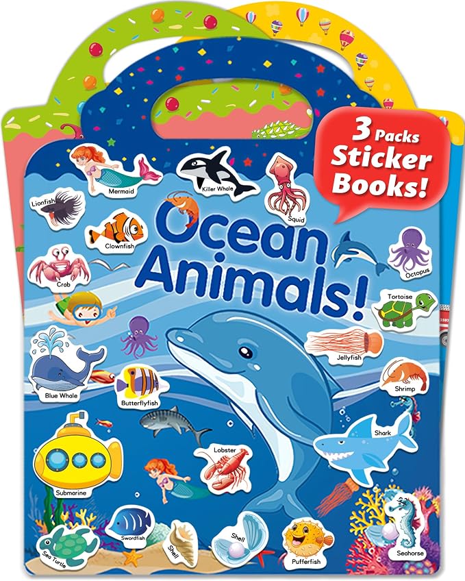Walenced Reusable Sticker Book for Toddlers, Stickers for Kids, Toddler Toy | Toddler Craft Activities, Toddler Travel Toys, Boy Girl Birthday Gifts, Airplane Travel & Road Trip Essentials Kids