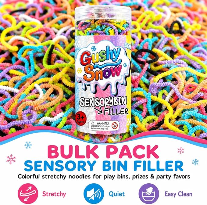 GushySnow® Latex material Stretchy Sensory Fidget Noodles for Kids & Adults-Bulk Pack Tactile Rubber Fidget Toys for Autism,ADHD,Stress Relief, Fine Motor Skills-Quiet Classroom & Calming Sensory Play