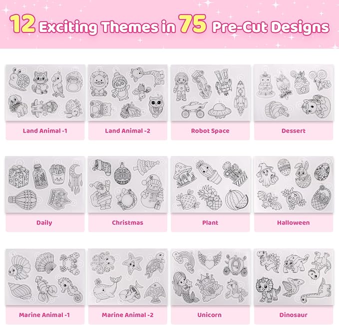 201pcs Shrink Paper Keychain Kit, Crafts Kits for Kids Adult, Shrinking Art | pre cut+blank