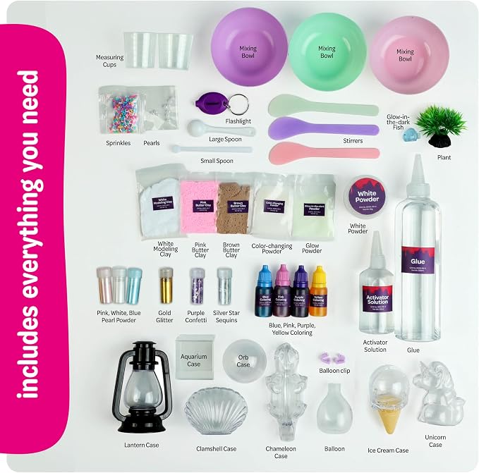 Slime Kit for Girls Ages 8-12 - All-in-One DIY Slime Making Kit - Kids Gift | Galaxy Unicorn Glow-in-the-Dark Slime Set - Birthday Gift for Tween Girls 8 9 10 11 12 - STEM Fun for Kids