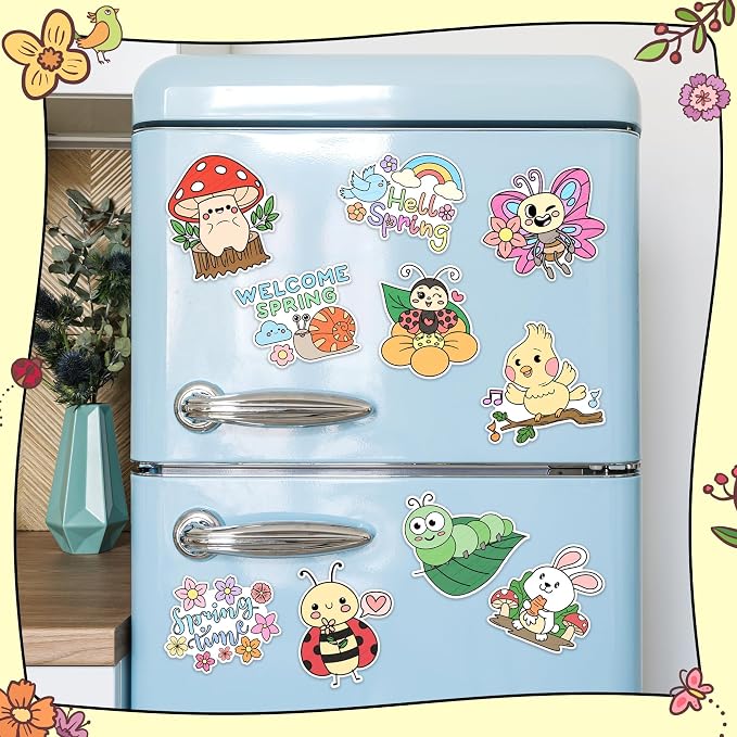 Hello Spring Coloring Art Crafts Kits- Welcome Spring Color Your Own DIY Magnets Blank DIY Coloring Fridge Magnets for Spring Holiday Birthday Easter Party Supplies School Classroom DIY Activity Favor