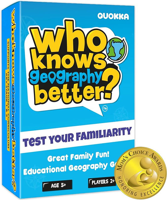 Quokka Card Games for Kids 8-12 - Board Family Games for Kids and Adults | Geography Trivia Cards for Family Game Night - Who Knows Geography Better 500+ Questions - Fun Game for Families and Teen