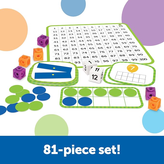 Learning Resources Skill Builders Kindergarten Math Activity Set - Kindergarten Learning Math Manipulatives Game, Number and Counting Blocks Activities, Classroom Manipulatives Teaching Materials