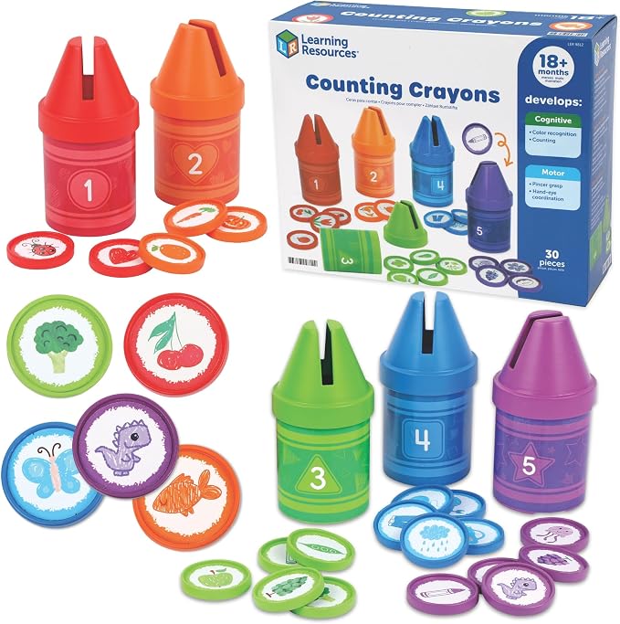 Learning Resources Counting Crayons | Color Sorting and Counting Toys, Math Counters for Kids, Toddler Learning Toys, Math Manipulatives, Teacher Must Haves