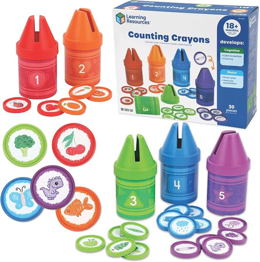 Learning Resources Counting Crayons | Color Sorting and Counting Toys, Math Counters for Kids, Toddler Learning Toys, Math Manipulatives, Teacher Must Haves