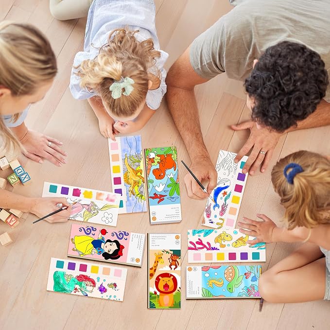 ZHOC Paint with Water Coloring Books for Kids, Pocket Mess Free Watercolor Painting Sets for Kids Ages 3 4 5 6 7 8+, Water Color Paint Set Arts and Crafts Gift for Boys Girls, Animals and Dinosaur