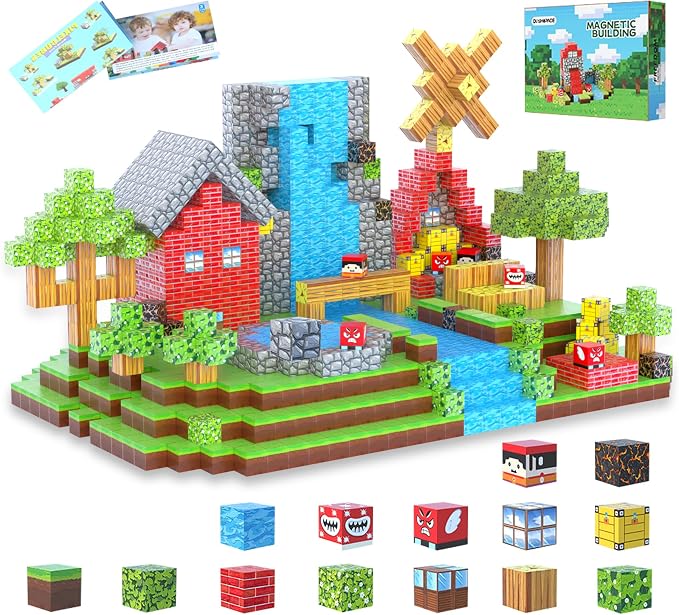 176 PCS Magnetic Blocks for Kids Ages 4-8, STEM Building Toys for 3+ Year Old Boys Girls, Magnetic Tiles Stacking Blocks Educational Preschool Toys Birthday Gifts