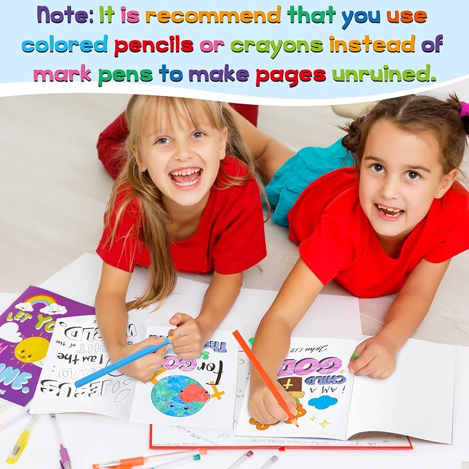 Dvbonike 48Pcs Bible Coloring Books Religious Theme DIY Color-in Pages | Inspirational Words, Christian Activity Artwork, Sunday School Supplies, Classroom Reward, Party Favor, Gift, Drawing Booklet