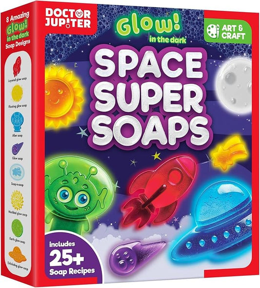 Doctor Jupiter Glow in The Dark - Space Soap Making Kit for Kids Ages 6+ | Birthday Gift Ideas for Boys & Girls 6,7,8,9,10 Year Olds, Science Kits for Kids Ages 5-7-8-12, STEM Space Toys, DIY Craft