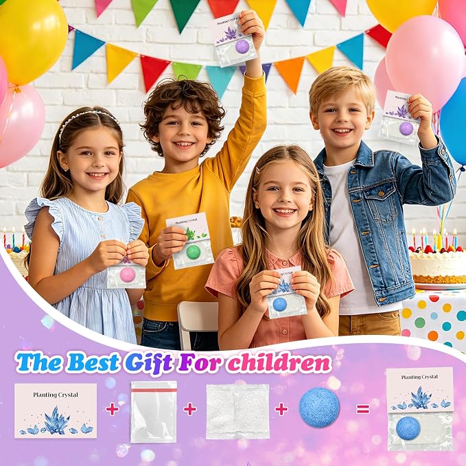 24 Pack Crystal Growing Kit Science Party Favors for Kids STEM Science Experiment Bulk Classroom Prizes Goodie Bag Stuffers Birthday Return Gifts for 4-6 8-12 Boys and Girls (24Pcs, One Size)
