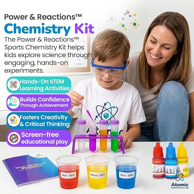 Science Experiment Kit for Kids Ages 8-12 Years - Chemistry Kit Designed By a PhD Chemist & Mom, 46 Hands-On STEM Educational Activities, Gifts for Boys & Girls