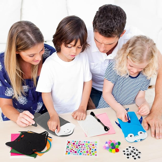 WATINC Hand Puppet Making Kit, Felt Sock Puppet Toys for Kids (Ocean) | 6 Styles, Make Your Own Storytelling & Role Play Crafts, Creative Group Activity, Party Favors & Gifts for Kids Ages 4-8