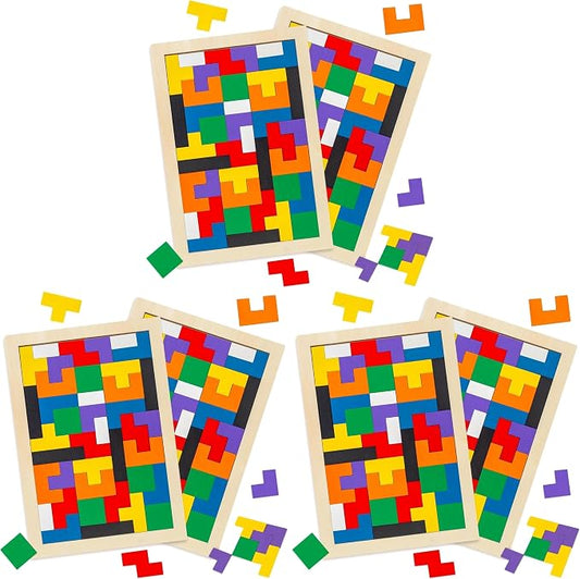 3 otters Wooden Blocks Puzzle 2 Set Russian Brain Teaser Tangram Intelligence Toys STEM Montessori Educational Gift for Kids Stocking Stuffers (Pack of 3)