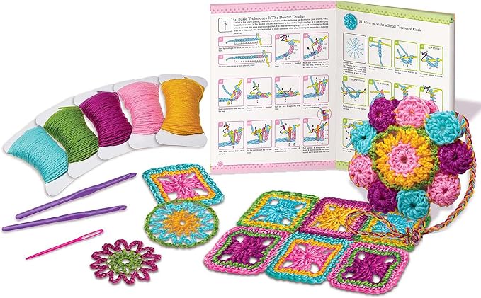 4M Easy-to-Do Crochet Kit - DIY Knitting Set for Beginners & Kids Ages 8+ | All-in-1 yarn craft kit includes hooks and materials to create a mini bag, coasters, and placemat with ease