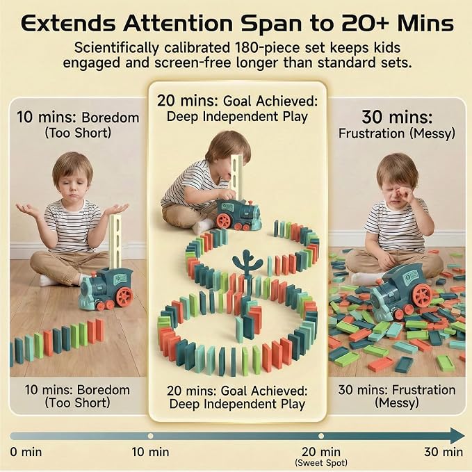 PREPHY Domino Train Toys Kids Games - Automatic Stacking Creative Game 3+ Year Old - Stem Montessori Toy for Boys 4-6 - Summer Autistic Christmas Birthday Gifts 5 6 Kids Ages 4-8