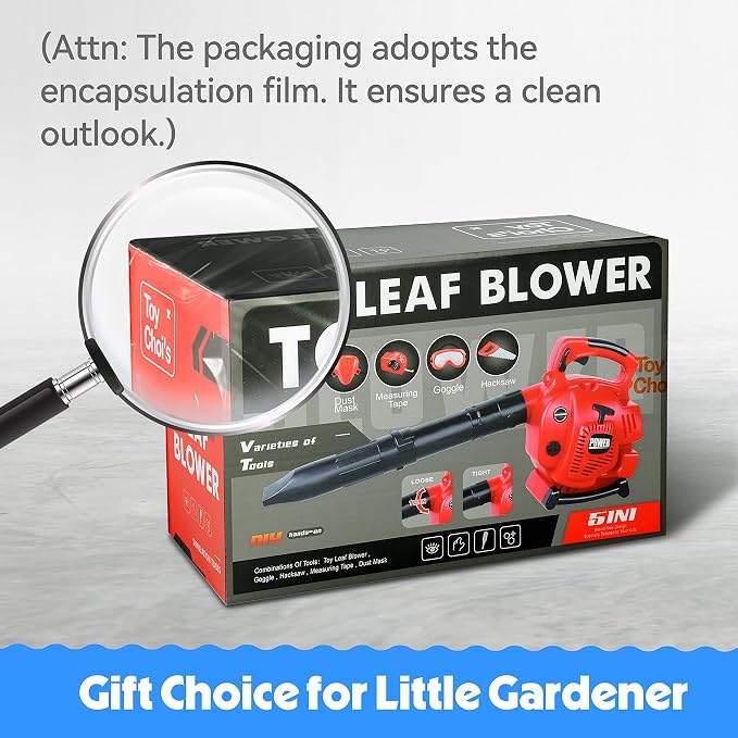 Toy Choi's Kids Leaf Blower that Really Works Pretend Gardening Tool Set | Toy Leaf Blower with Real Airflow Function, Detachable Tube, Ideal Outdoor Toy Tool Set for for Boys & Girls 3 4 5 6 7 8+