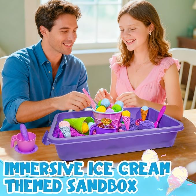 Bbiamsleep Ice Cream Sensory Bin, 61 Pcs Ice Cream Sensory Bin Fillers | Ice Cream Sensory Bin Items, Ice Cream Sensory Kit with with 11 Mould 9 Tools for Home Decor