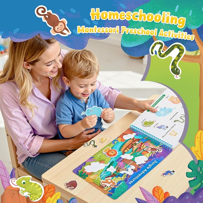 JoyCat Imagination Busy Book for Toddlers Ages 3-5, English | 15 fantasy scenes with magical creatures, underwater adventures and role-play worlds build creativity and preschool skills