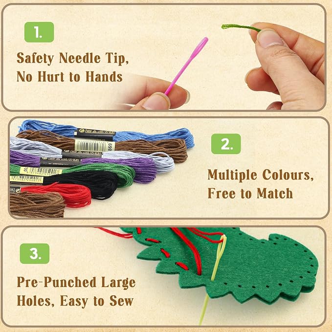 Wild Animal Sewing Kit for Kids Beginners, 12-in-1 Sew Your Own Felt Animals Craft Kit for Kids Girls Boys 6-8, 8-12, Fun and Educational Girls Birthday Gift Ideas