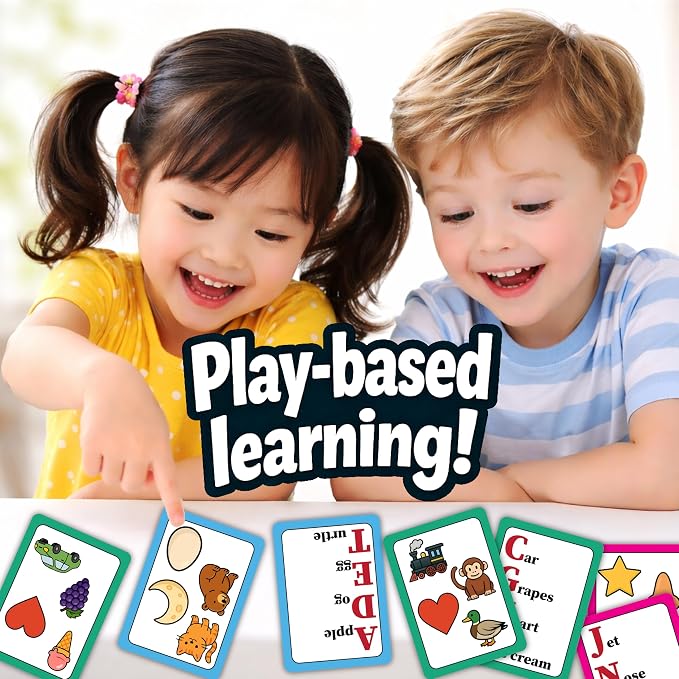 Montessori-Inspired Reading Matching Game for Ages 4-6 | Match Words Preschool & Kindergarten Early Reading Games | Letter & Word Recognition | Picture & Word Matching 1-4 Players