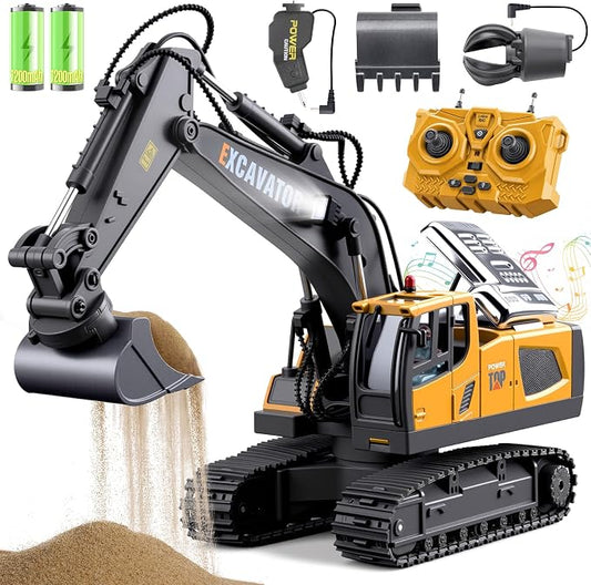 Remote Control 3-in-1 Excavator Toys, 13 Channel 1:20 RC Construction Truck | 680°Rotation, RC Car Digger Vehicles Toys, Christmas Birthday Gifts for 3 4 5 6 7 8 9 10 11 12 Year Old Boys Girls Kids