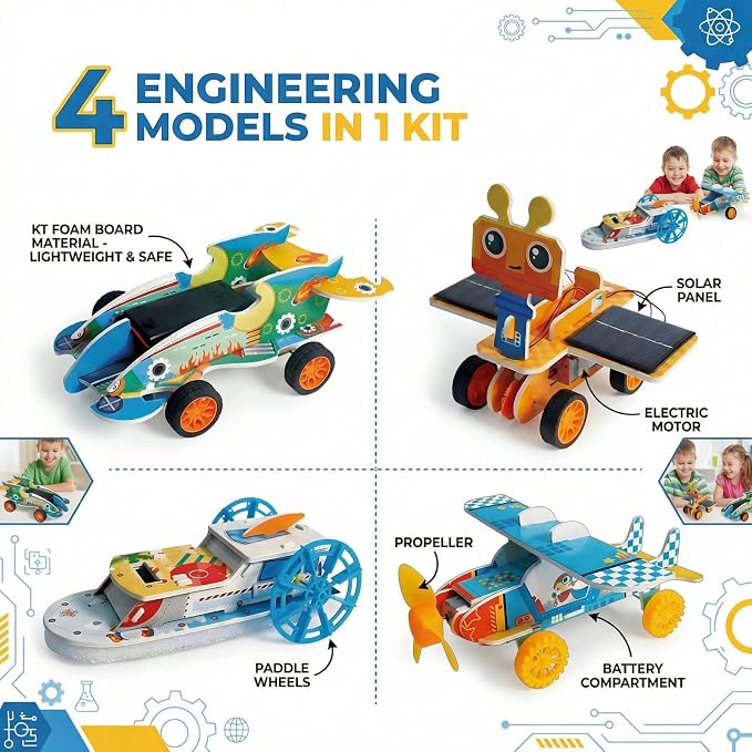 STEM Toys for Kids Ages 8-12 | 4-in-1 Science Kit Build Engineering Projects | Educational Toys Gift for Boys & Girls Age 8 9 10 11 12 Year Old