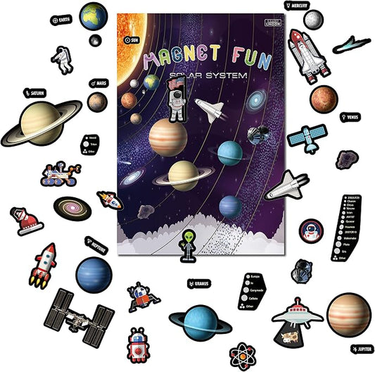 Magnetic Portable Playboard Solar System Planet Outer Space Play Create Scene Educational Teaching Playset(39 Pcs)