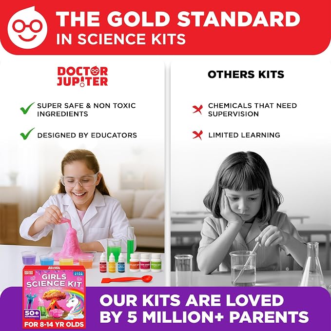 Doctor Jupiter Girls' Ultimate Science Experiments Kit for Kids Ages 8+ | Science Kits for Kids Ages 8-12, Birthday Gift Ideas for Girls 8, 9, 10, 11, 12 Year Olds, STEM Educational Toys