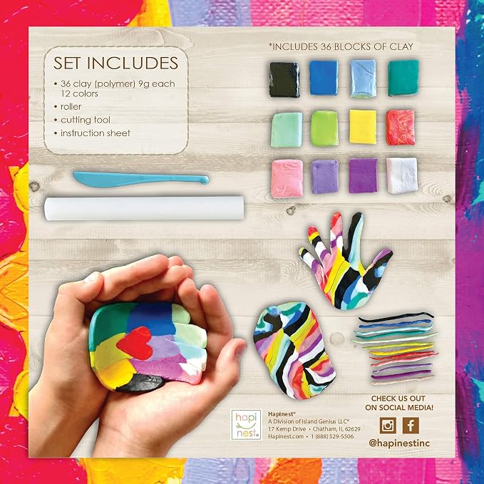 Hapinest Make Your Own Clay Handprint Bowl Kit for Kids, Art and Crafts for Boys & Girls, Kids DIY Craft Kit, Clay Bowl Handprint Kit for Kids, Handprint Kit Clay Craft Kit Ages 6 7 8-12 & Up
