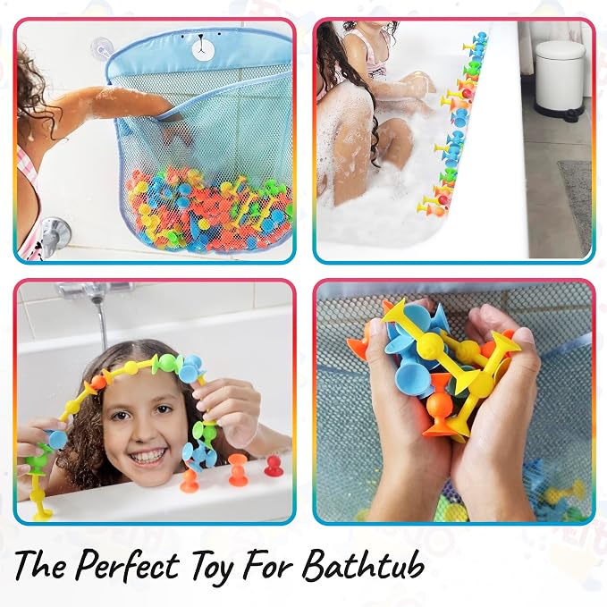 ODELA Suction Sensory Toys 155Pcs - STEM Building Bath Toys for Kids 3+