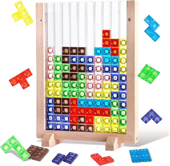 Russian Blocks Puzzle,3D Transparent Brain Teaser Toys, 3D Puzzles, Montessori Toys for 3 4 5 6 7 8 9 10 Year Old Boys Girls Kids