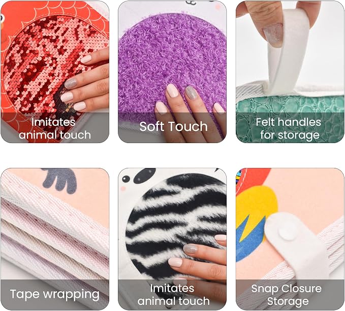 Cute Animal Touch Book Textured Sensory Toys for Autistic Children Disorder Fun Toys Autism Sensory Mats Tiles Products Tactile for Learning, Stimulation & Play