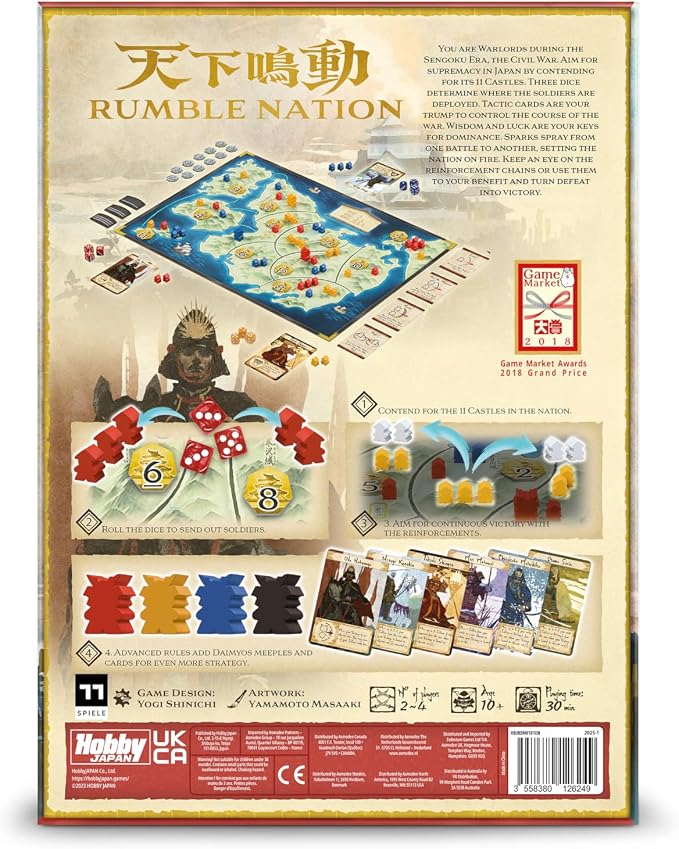 Rumble Nation Board Game | Dice Rolling & Tactical Warfare Strategy Game in the Sengoku Era, Fun for Kids & Adults, Ages 10+, 2-4 Players, 30 Mins