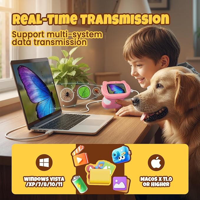 Handheld Digital Mini Microscope for Kids: 1000X 4K 2.4" Microscopes Toys | Portable Pocket STEM Electronic Learning Educational Science Kit 8-12 Birthday Gift 4 5 6 7 Year Old Boy Girl