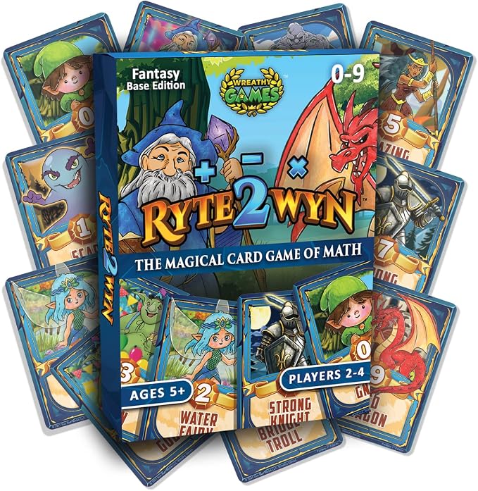 Ryte2Wyn - The Magical Card Game of Math - Practice Every Addition, Subtraction and Multiplication Math Fact from 0-9 - Ages 5 & Up - Kindergarten, 1st, 2nd, 3rd, 4th & More