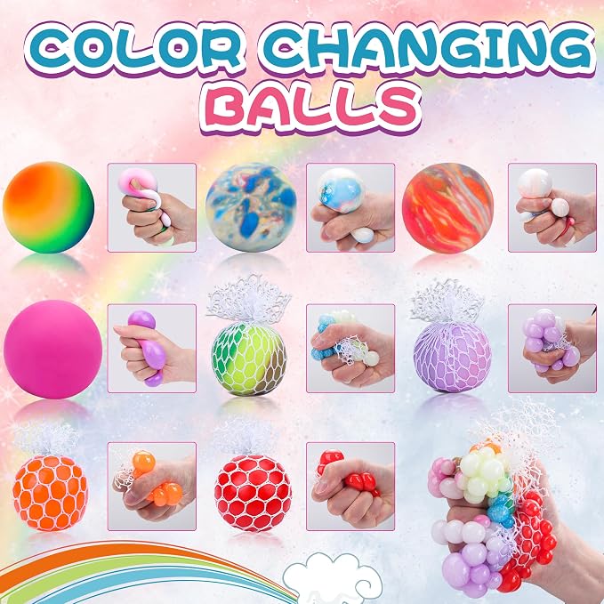 36 Pack Stress Balls, Squishy Balls, Squishy Fidget Stress Relief | Squeeze Ball for Adults Stress Relieve, Prize Box for Friends, Party Favors