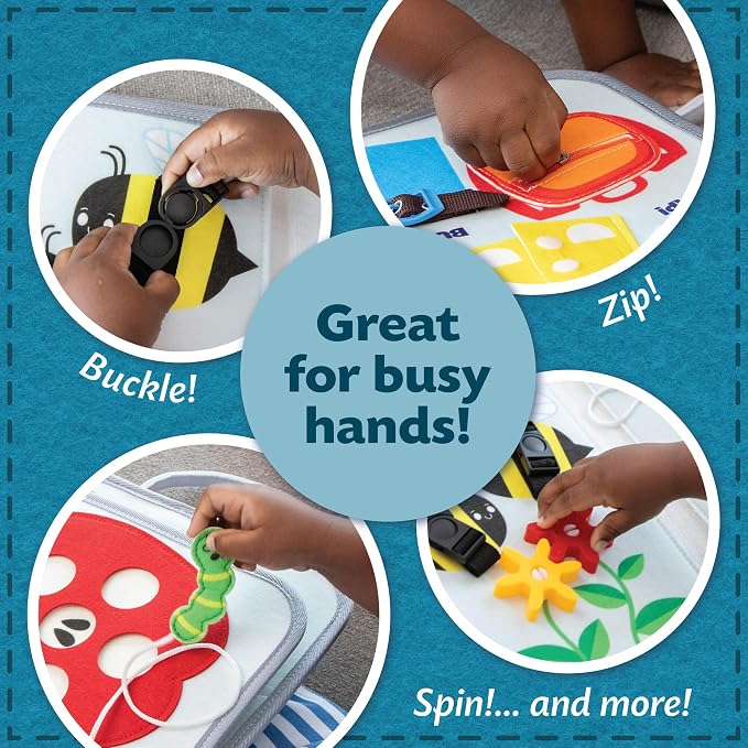 Peaceable Kingdom My Busy Tote Soft Book | My Busy Tote. Includes 10+ Fine Motor Learning Activities – Features snaps and zippers. Ages 18+.