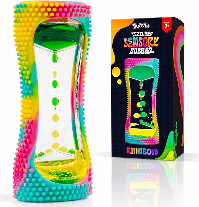 BUNMO Liquid Motion Bubbler Sensory Toy for Kids & Adults – Gentle Fidget Toy for Mindfulness – Stimulating Visual Sensory Experience – Colorful Bubble Fidget Timer for Desk & Travel - Rainbow