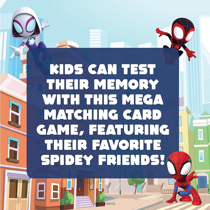 Giant Matching Card Game Spider-Man, Memory Game, Jumbo Playing Cards, 3+ | Marvel Toys, Giant Card Games, Family Game Night, Travel Games, Playing Cards, Screen-Free, Travel Game, Holiday Game