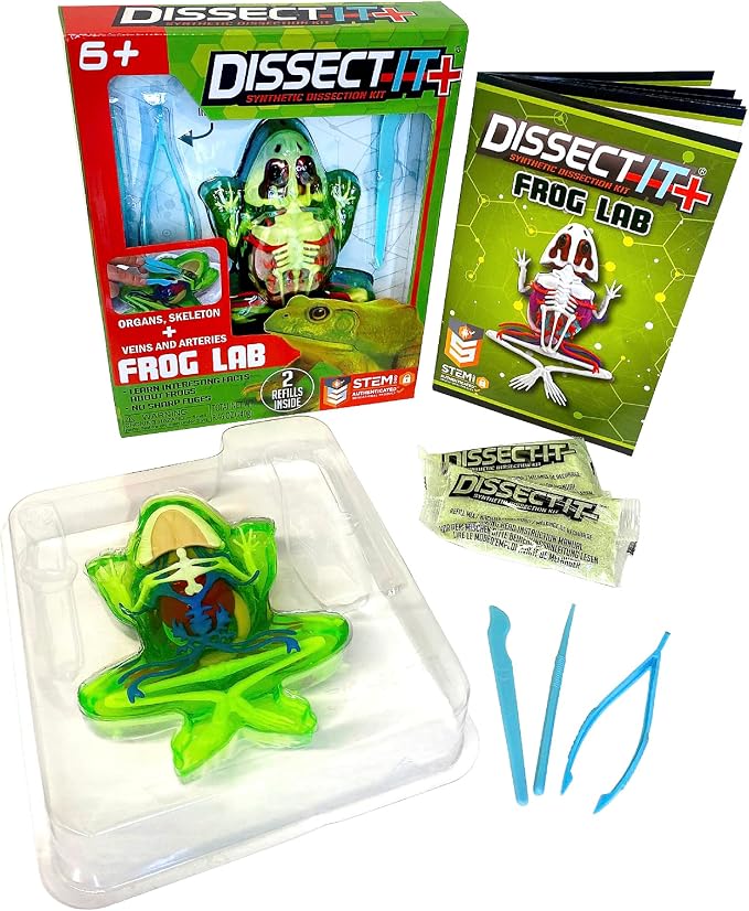 Dissect-It, Deluxe Frog Dissection Kit, STEM Toys for Kids, Ages 6+ | Examine Realistic Frog Organs, Veins, Arteries & Complete Skeleton, Then Rebuild with 2 Included Gel Refill Packs