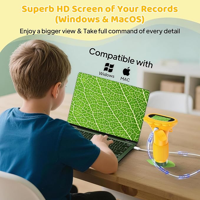 Kids Microscope - Ashfly 1000X Portable Microscope for Kids, Photo & Video Miniscope Pocket Microscope Gifts, 2'' Digital Screen 2026 for Boys Girls Age 3-12