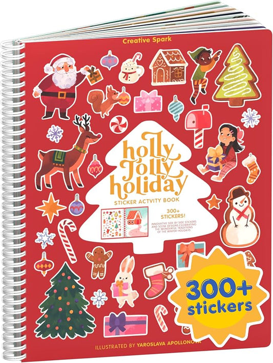 Cupkin Holly Jolly Coloring & Sticker Activity Book | 300+ Stickers | Spiral-bound kids craft format with 8 scenes, 8 art pages, side-by-side viewing, and an easy-peel design for ages 2–8