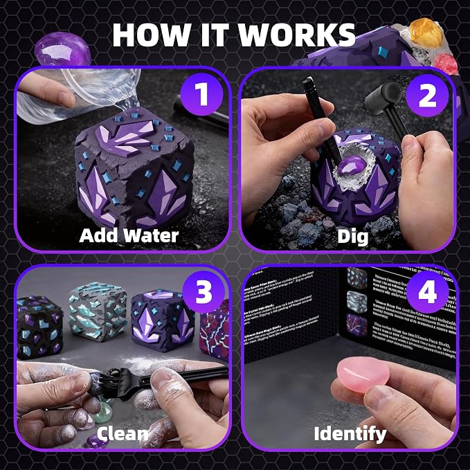GobiDex Gemstones Dig Kit for Kids Ages 6-12, Excavate 16 Real Gemstones | STEM Science Toy, Archaeology & Geology Science Gift for Boys and Girls Age 6+