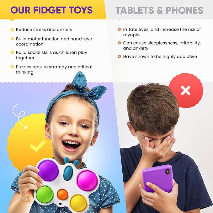 Fidget Poppers Pack – 50 Pcs Fidget Toys, Party Favors for Kids 8-12, Stocking Stuffers, Bulk Sensory Toys for Classroom Treasure Box Prizes, Goodie Bags, Birthday Gifts (Pack of 3)
