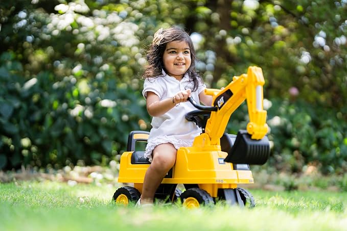 Best Ride On Cars CAT Excavator Push Car – Licensed Caterpillar Ride-On Digger Toy for Kids with Rotating Bucket & Under-Seat Storage – Construction Vehicle for Toddlers