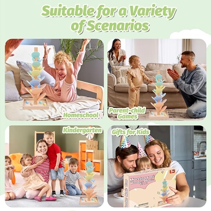 Marble Run Wooden Ball Drop Toys Toddlers 3-5 (Height: 19.9in) (1.1" Balls) | Wood Music Tree for 4-8 Toddlers Musical Game Montessori Toys Learning Color Sorting Sensory Toys for Boys Girls 8-12 Gift