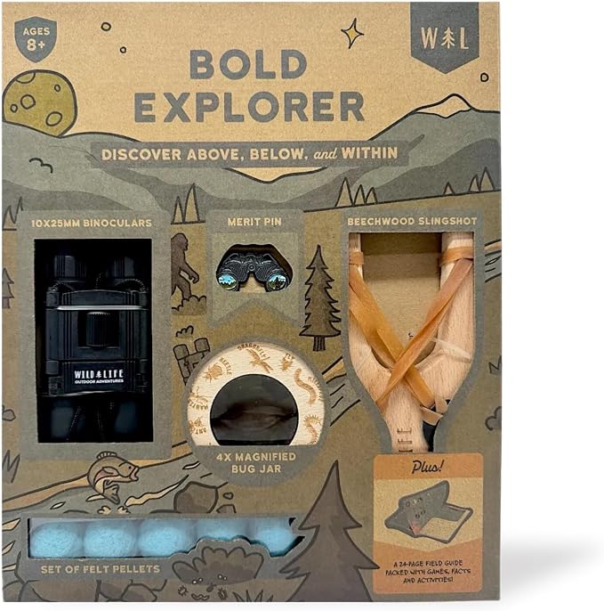Bold Explorer Outdoor Adventure Kit - SHIPS MARCH 16-31 | Includes a wooden game and field guide, a STEM toy set for nature exploration, great fun for boys and girls of all ages