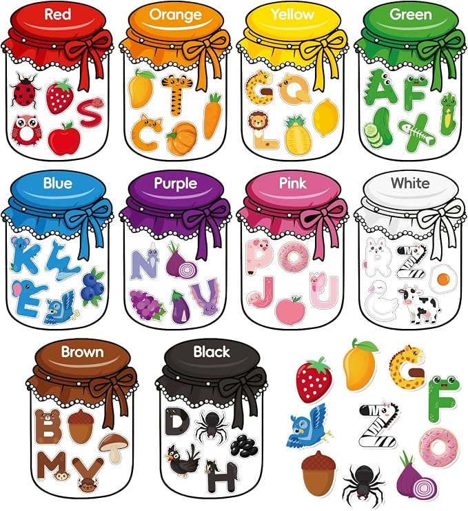 10Pcs Magnetic Color Sorting Cute Alphabet Animals Shape Matching for Kids | 60 Fridge Magnet Soft Magnets for Early Education Color Sorting Fine Motor Skills Boys Girls Gifts