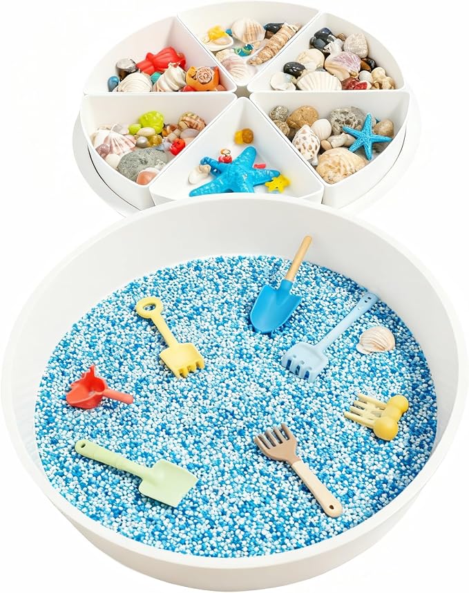 Toddler Sensory Bin with Lid, Large Sensory Tray for Toddlers, Removable Storage Inserts, Sensory Activities for Kids Fine Motor Skills Development